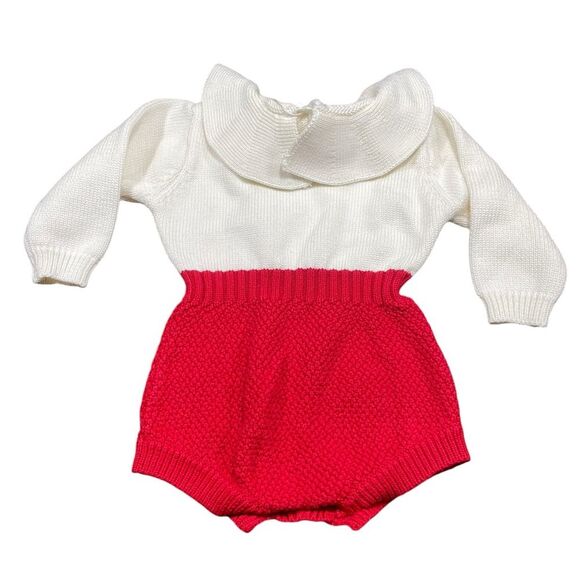 Angou Knit Sweater Bubble Romper Holiday Christmas Outfit Size 70 6 to 12 months - Picture 2 of 7